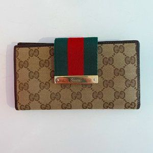 Vintage Gucci  GG Canvas and Leather Wallet
